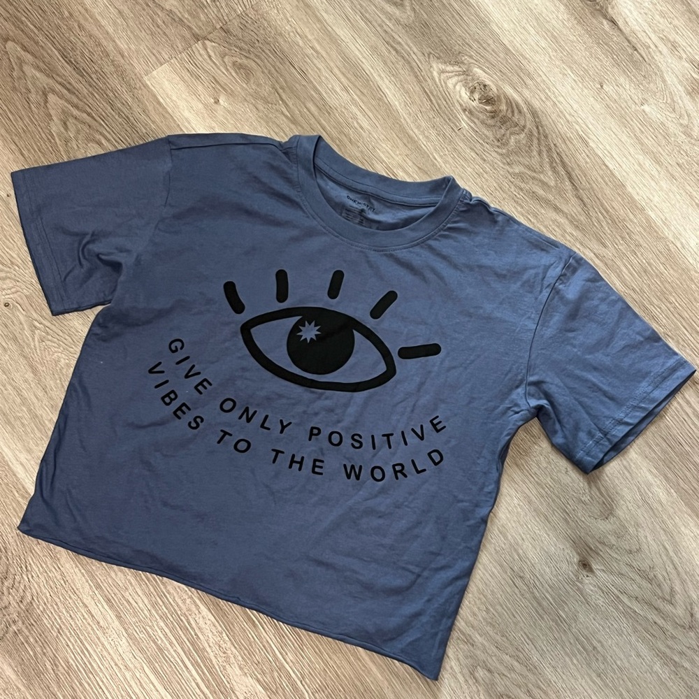 Blue Graphic Crop T-Shirt